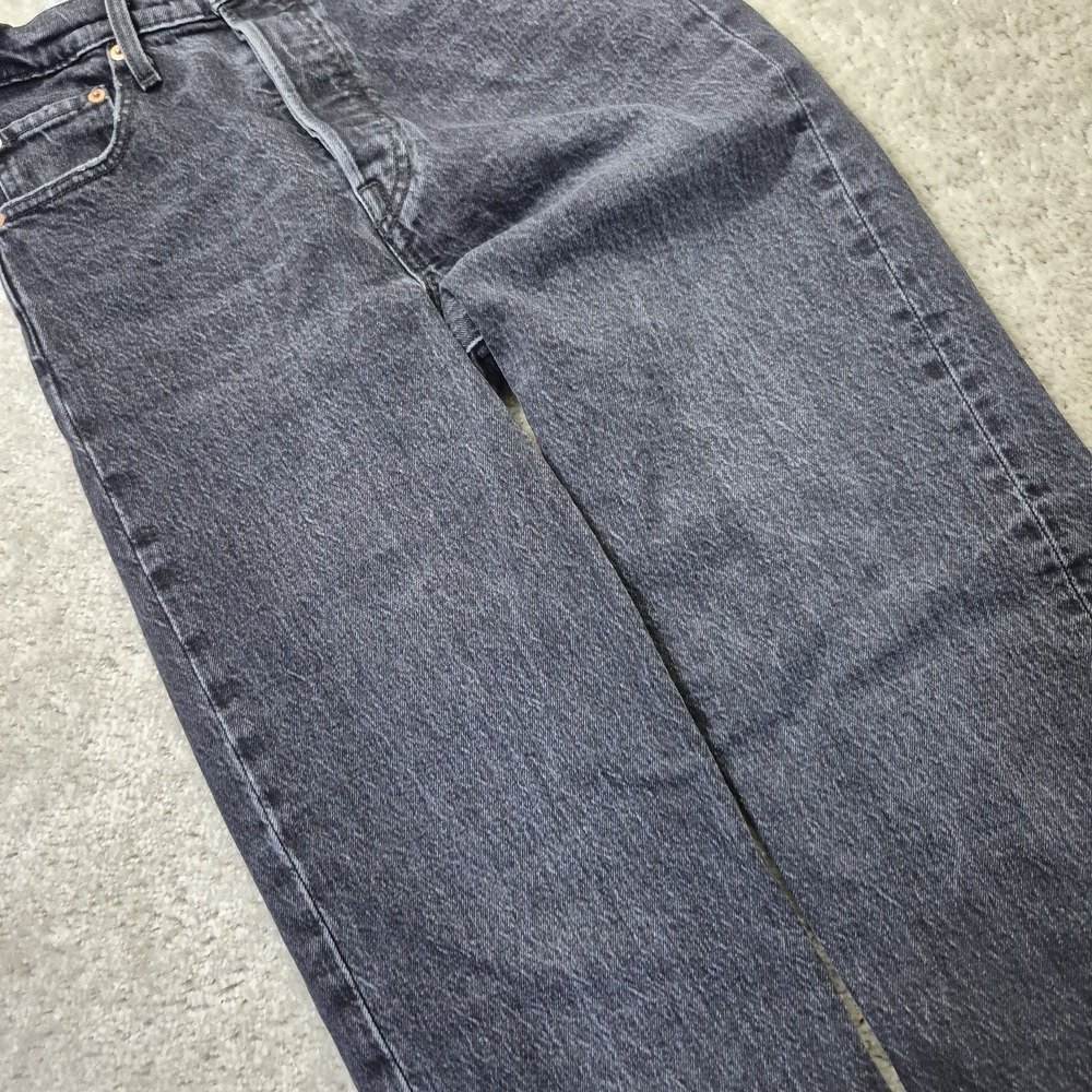 Levis Premium Jeans Ribcage Straight Ankle Womens 27/27 Black Relaxed 90s Mom - Picture 10 of 14